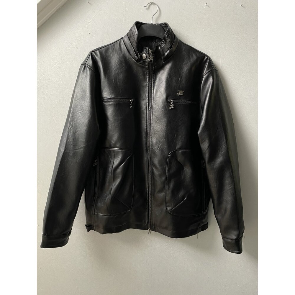 GA Milano Men’s Lined Black Faux Leather Jacket Italy XL